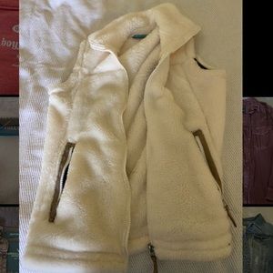 White free country fuzzy vest